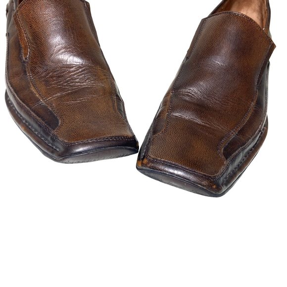 Vintage Giorgio Brutini brown embossed leather square toes luxury designer men 8 - Picture 2 of 13